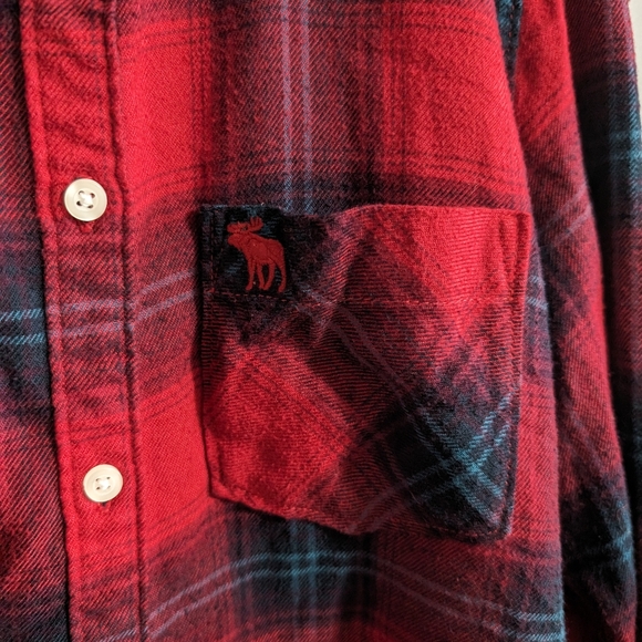 Abercrombie kids red plaid flannel boys button up shirt size 13/14 - Picture 3 of 7